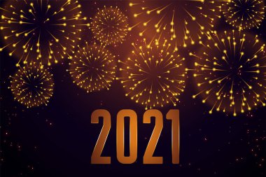 happy new year 2021 fireworks celebration background design clipart