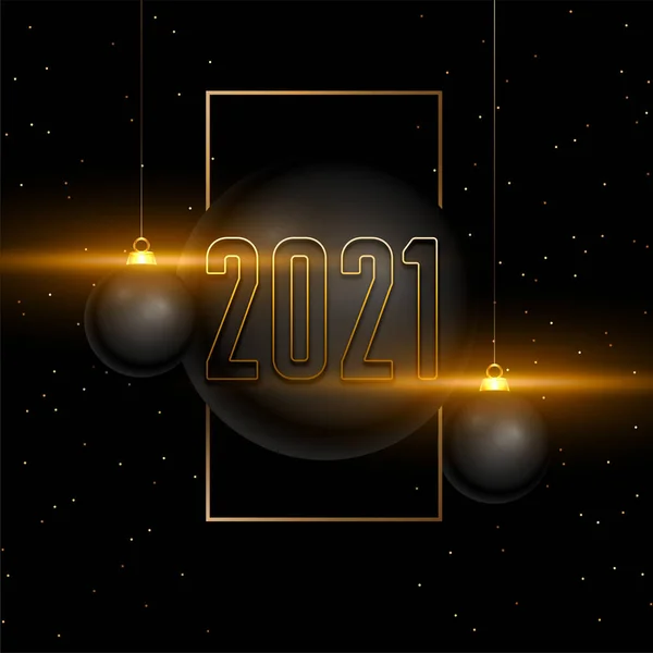 Felice Anno Nuovo 2021 Carta Con Palle Natale — Vettoriale Stock