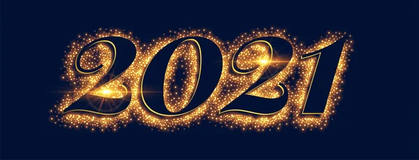 2021年黄金の輝き幸せな新年のテキストエフェクトバナー — ストックベクタ