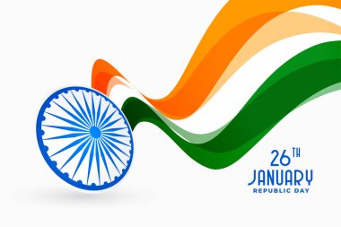 Dalgalı bayrak tasarımı ile Hindistan cumhuriyet günü arka planı