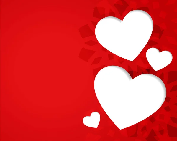 Rojo Papel Corte Estilo Corazones Valentines Día Fondo — Vector de stock