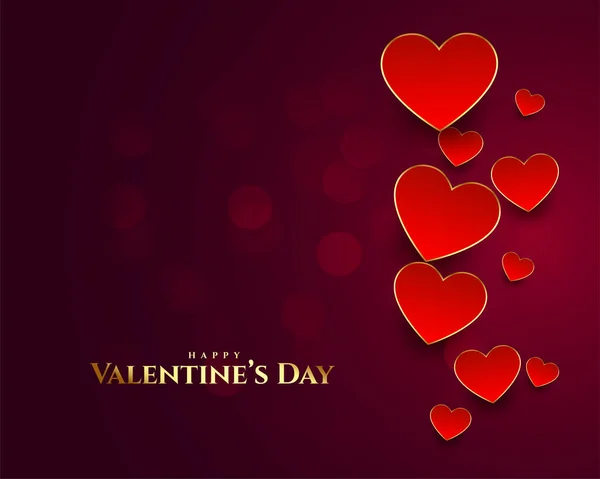 Schöne Glückliche Valentinstag Karte Mit Herzen Hintergrund — Stockvektor