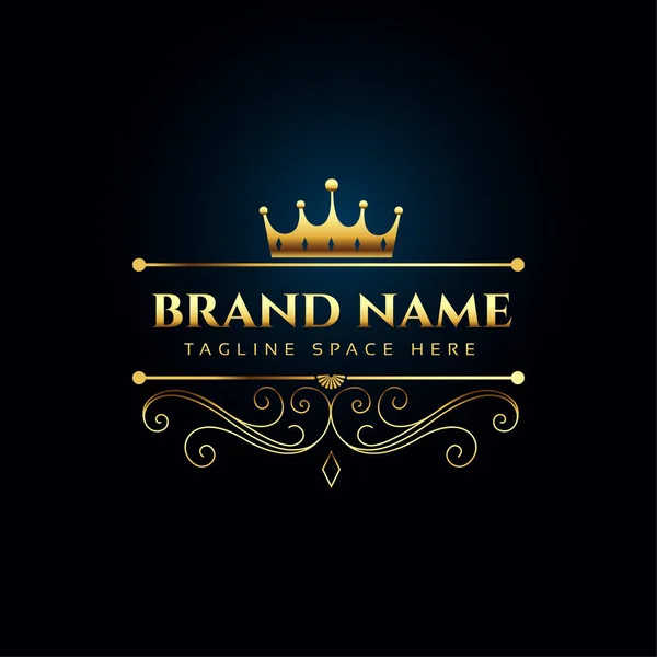 Luxus Königliches Logo Konzept Mit Goldener Krone — Stockvektor