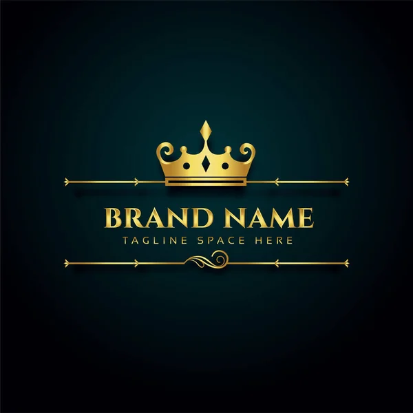 Luxury Brand Logo Golden Crown Design — Stock Vector