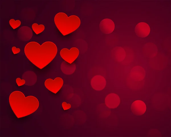 Hermoso Fondo Bokeh Con Diseño Corazones Rojos — Archivo Imágenes Vectoriales