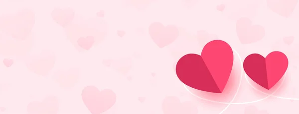 Valentine Hari Kertas Hati Banner Dengan Ruang Teks - Stok Vektor