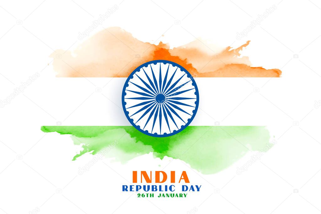 happy republic day india watercolor flag background