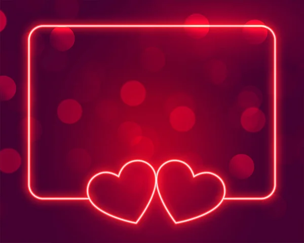 Krásný Neonové Srdce Rám Textovým Prostorem — Stockový vektor