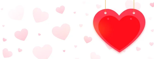 Fröhlicher Valentinstag Grußbanner Mit Rotem Herz — Stockvektor