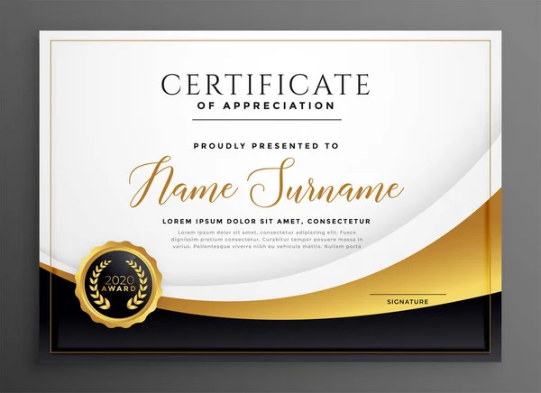 Modern Golden Diploma Certificate Template Design — Stock Vector