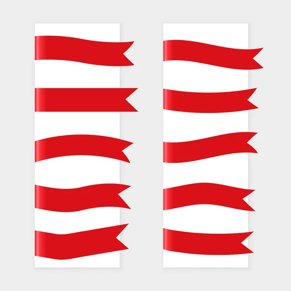 Rotes Band Flaggen Set Von Zehn — Stockvektor