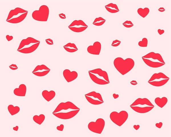 Patrón Labios Corazones Para Día San Valentín — Archivo Imágenes Vectoriales