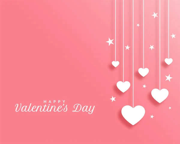 Valentinstag Hintergrund Mit Hängenden Herzen Design — Stockvektor