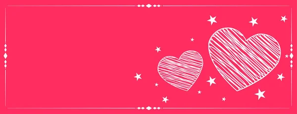 Стильний Рожевий Ручний Намальований Стиль Валентинки День Банер — стоковий вектор