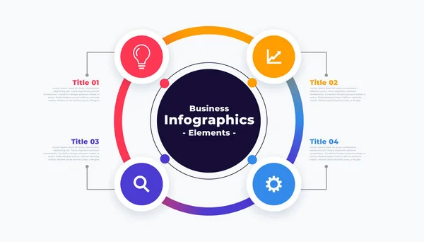 Modello Infografica Professionale Passi Stile Circolare — Vettoriale Stock