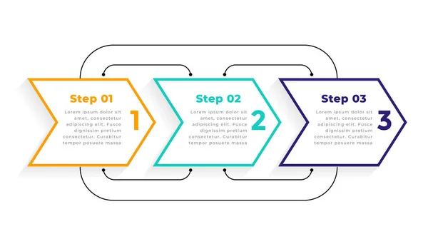 Richtungsbestimmung Drei Schritte Moderne Infografik Vorlage — Stockvektor