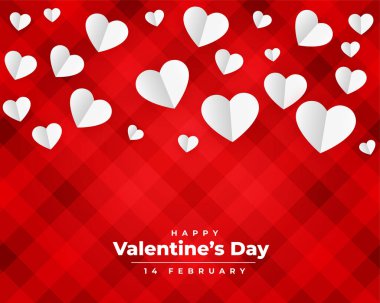 Kağıt kalpli sevgililer günü kırmızı kartı.