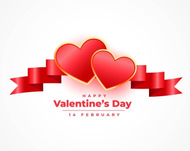 Gerçekçi sevgililer günü 3D kalp ve kurdele kartı