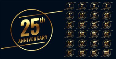 Zarif altın yıldönümü amblemi büyük set