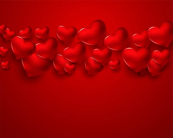 Kırmızı Kalp Sevgililer Günü Kartı Tasarımı — Stok Vektör