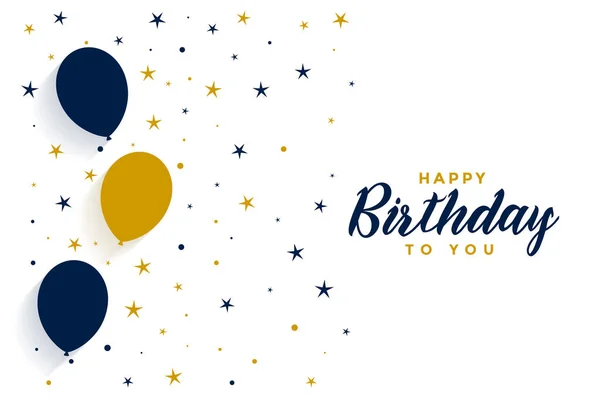 Happy Birthday Flat Black Golden Balloons Stars — стоковый вектор
