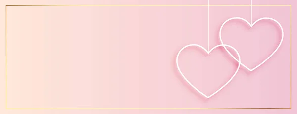 Semplice Banner Cuori Appesi Giorno San Valentino — Vettoriale Stock