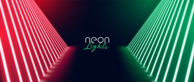 kırmızı yeşil neon sahne yolu zemin pankartı tasarımı