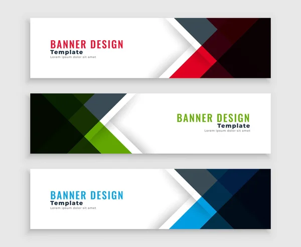 Geometrický Web Obchodní Bannery Šablony Design — Stockový vektor