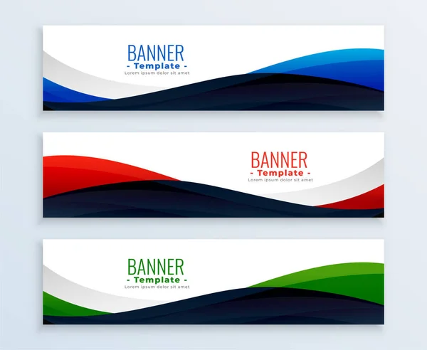 Ondulado Web Business Banners Headers Set — Vetor de Stock