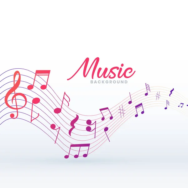 Pentagrama Musical Fondo Con Notas Sonido — Vector de stock