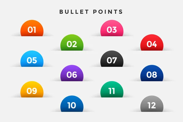 Nombres Points Balle Réglés Demi Cercle — Image vectorielle