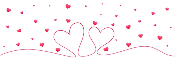 Minimal Line Σχέδιο Banner Καρδιά Doodle Valentine — Διανυσματικό Αρχείο