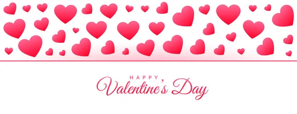 Glücklich Valentinstag Herzen Muster Banner Design — Stockvektor