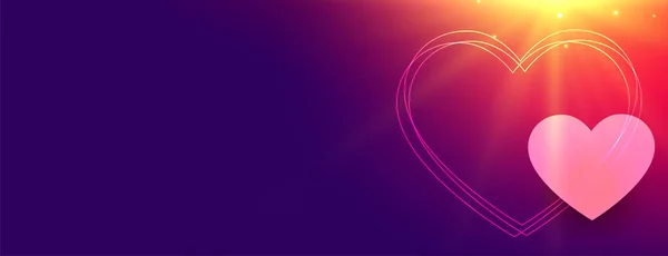 Banner Corazones Brillantes Para Día San Valentín — Archivo Imágenes Vectoriales