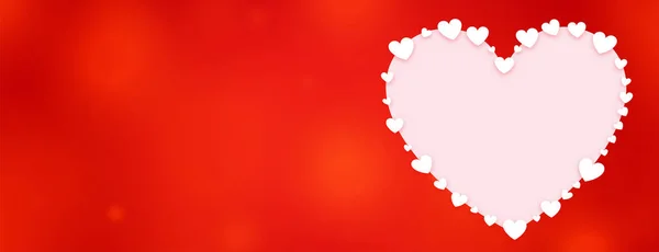 Valentine Jantung Dekoratif Hari Banner Merah - Stok Vektor