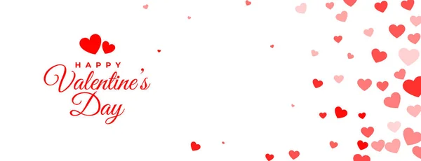 Gelukkige Valentijnsdag Witte Banier Met Liefdesharten — Stockvector