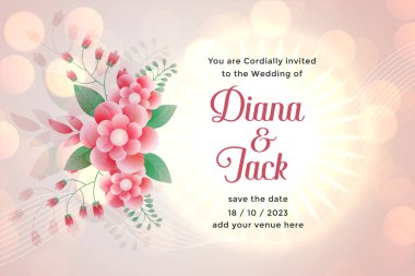 metin için boşluk içeren çiçek düğün kartı şablonu