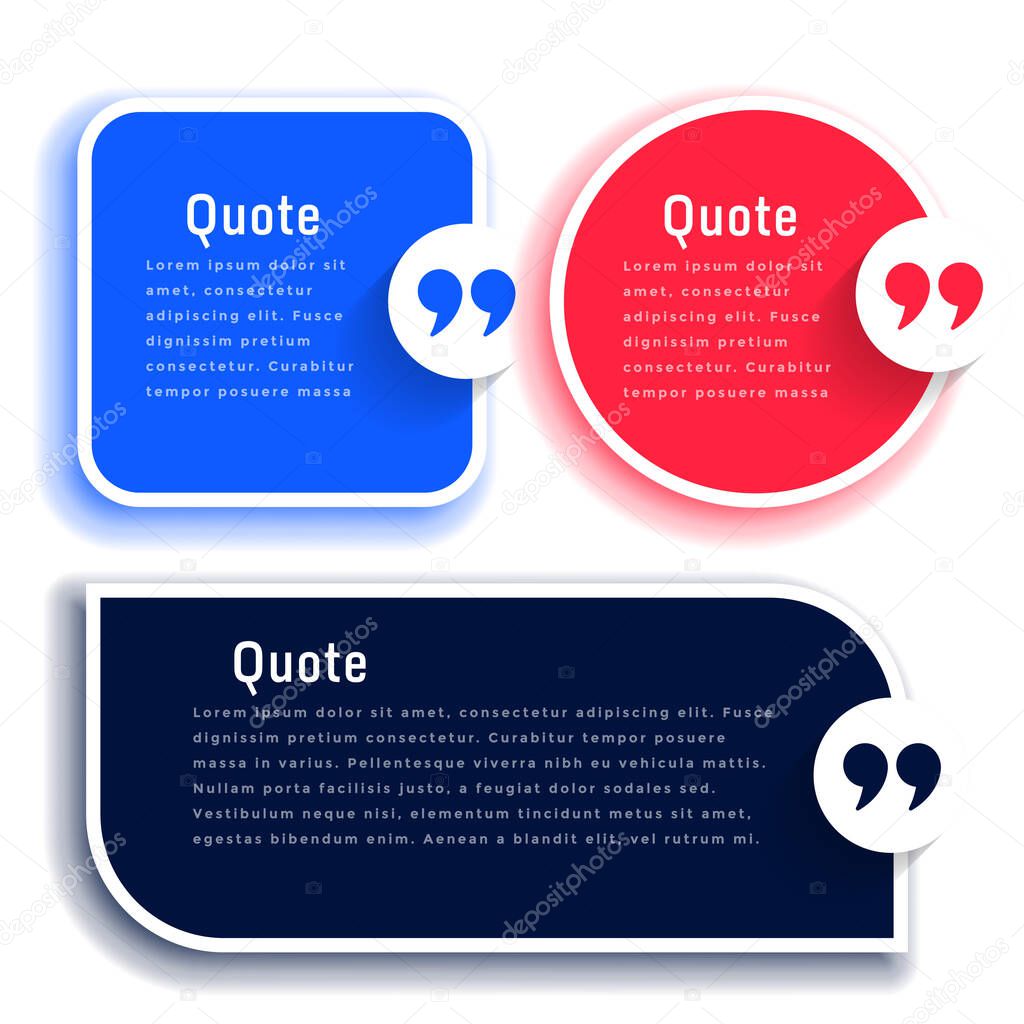 quotes or testimonial boxes templates set