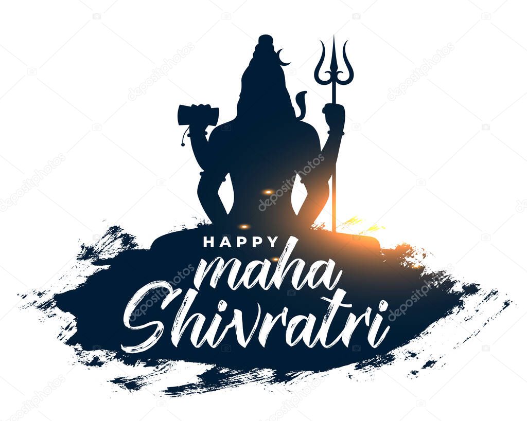 maha shivratri festival greeting with lord shiva silhouette