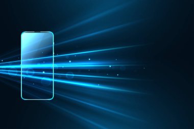 parıldayan hız ışınları ile dijital mobil teknoloji arkaplanı