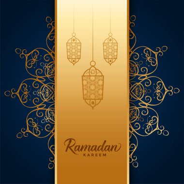 Dekoratif mandala stili ramadan kareem İslamik kart tasarımı