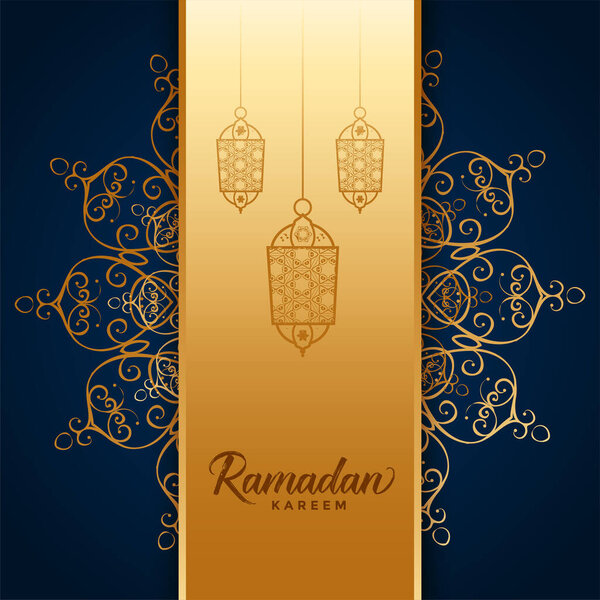 Decorative Mandala Style Ramadan Kareem Islamic Card Design Stock Illustration