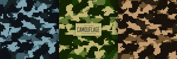 Uppsättning Militära Kamouflagemönster Struktur — Stock vektor