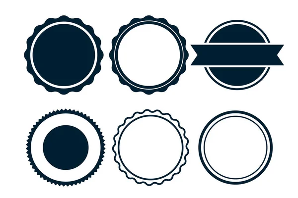 Etiquetas Vacías Blanco Sellos Circulares Seis — Archivo Imágenes Vectoriales