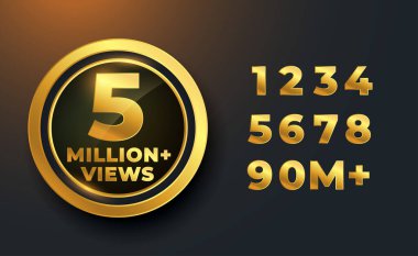 5 milyon veya 5 milyon kişi altın etiket tasarımına bakıyor