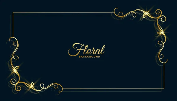 Doré Floral Cadre Fond Design — Image vectorielle