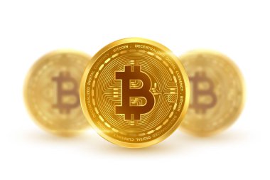 Kripto para birimi bitcoin altın para beyaz arka planda izole