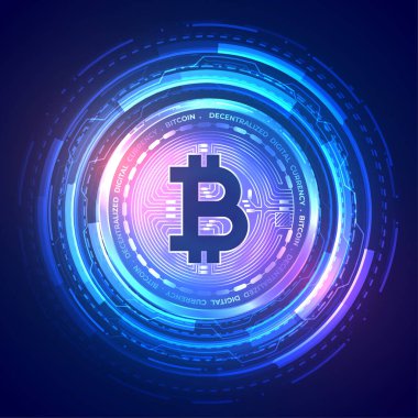 Sanal efektli teknoloji bitcoin arkaplanı