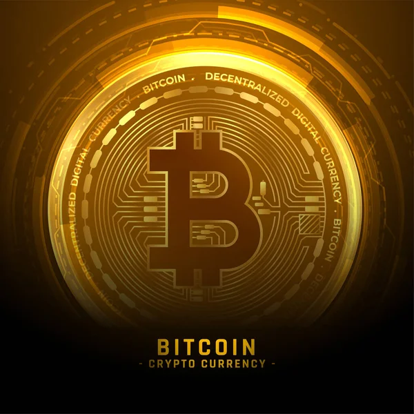 Golden Bitcoin Kryptowährung Coin Hintergrund — Stockvektor