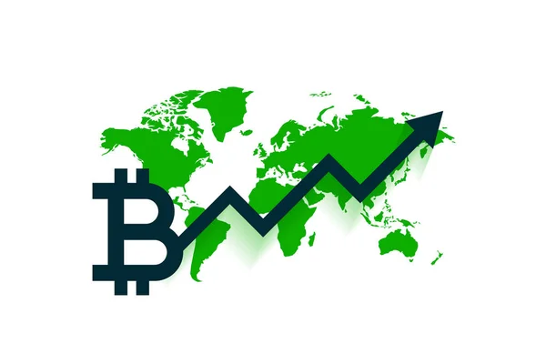 Világszerte Bitcoin Növekedési Diagram Felfelé Mutató Nyíl — Stock Vector